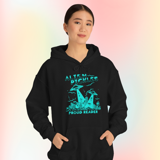 Alien Pickles – Proud Reader – Unisex Hoodie – Teal Design
