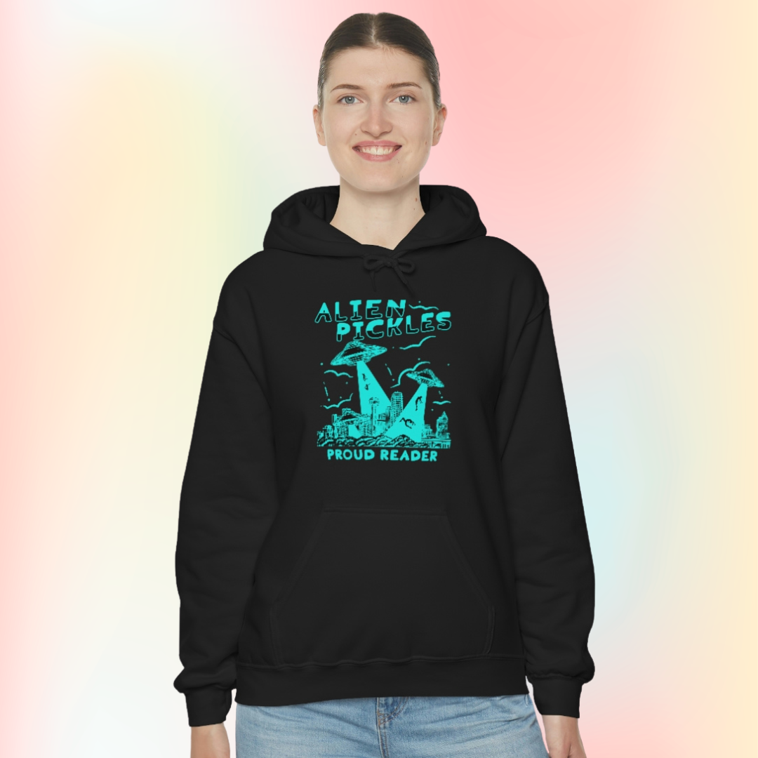 Alien Pickles – Proud Reader – Unisex Hoodie – Teal Design
