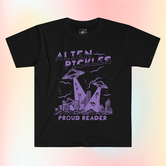 Alien Pickles – Proud Reader – Unisex Softstyle T-Shirt – Lavender Design