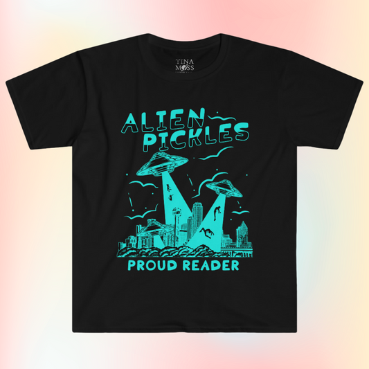 Alien Pickles – Proud Reader – Unisex Softstyle T-Shirt– Teal Design