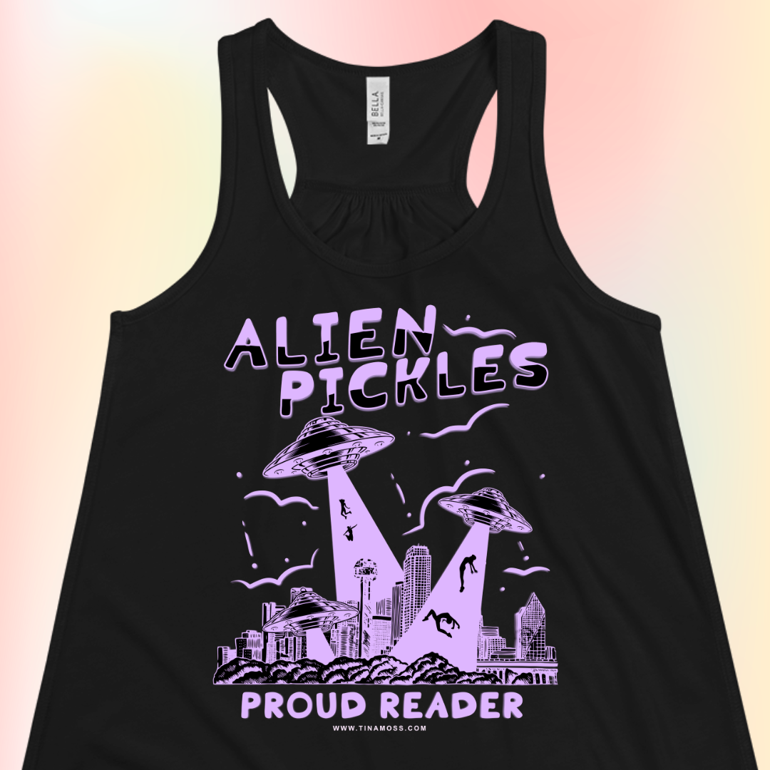 Alien Pickles – Proud Reader – Women’s Flowy Racerback Tank – Lavender Design