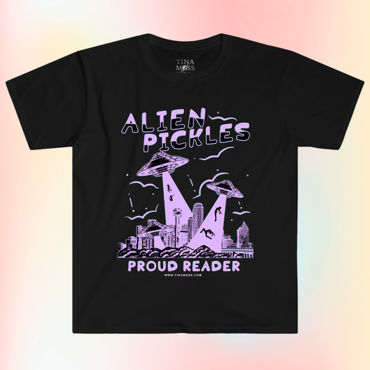 Alien Pickles – Proud Reader – Unisex Softstyle T-Shirt – Lavender Design