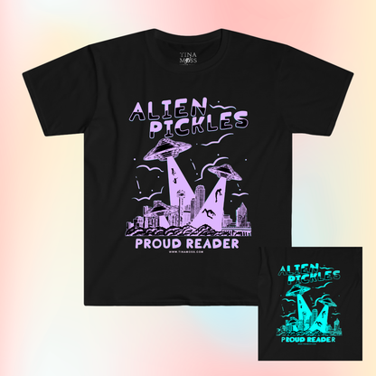 Alien Pickles – Proud Reader – Unisex Softstyle T-Shirt – Lavender Design