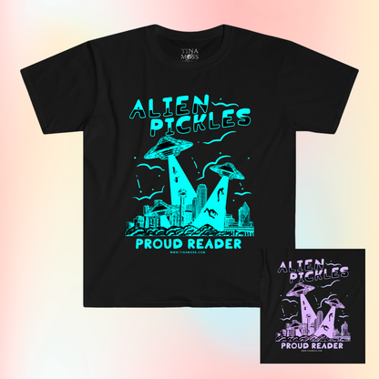 Alien Pickles – Proud Reader – Unisex Softstyle T-Shirt– Teal Design